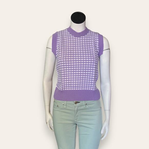VTG Preppy Pull Over Purple/White Crosshatch Vest - Small - Picture 1 of 4